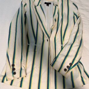 Halogen Cream Blazer with Blue and Green Stripes